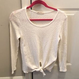 Small white front knot sweater